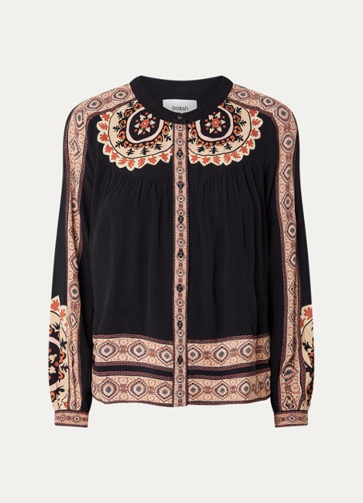 ba&sh Valda blouse met print - voorkant 3 zwart