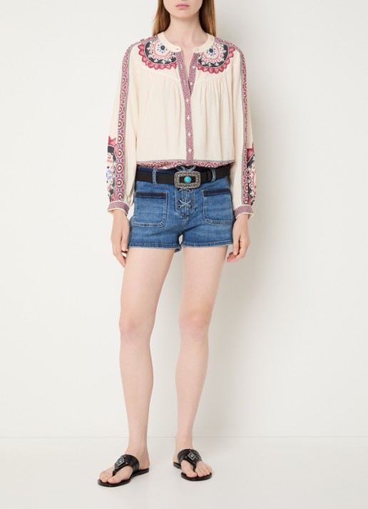 ba&sh Valda blouse met print - voorkant 2 creme