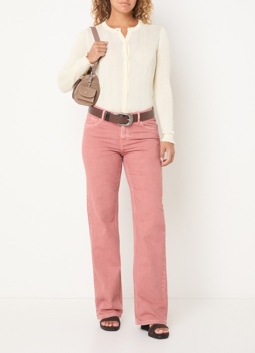 ba&sh Vana high waist straight leg jeans met gekleurde wassing - voorkant 5 zalmroze