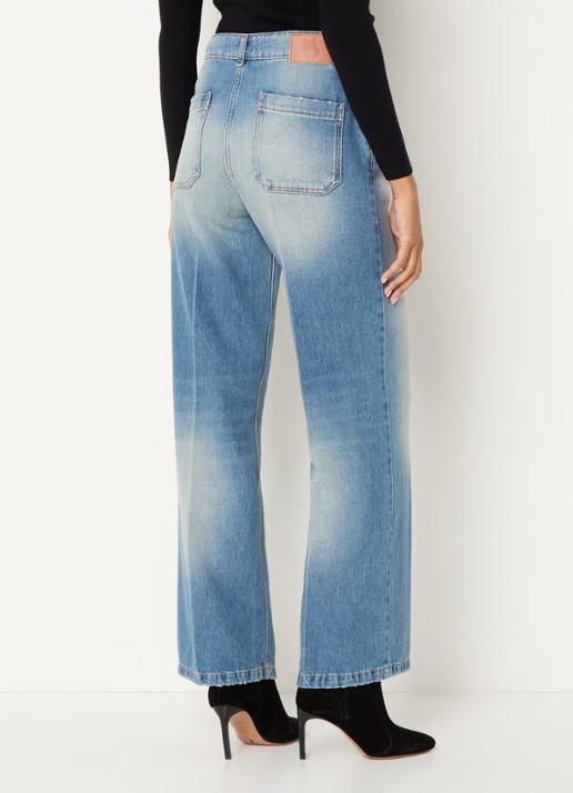 ba&sh Vecchi low waist loose fit jeans met medium wassing - achterkant staalblauw