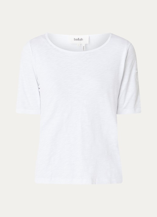 ba&sh Vina T-shirt met boothals - voorkant wit