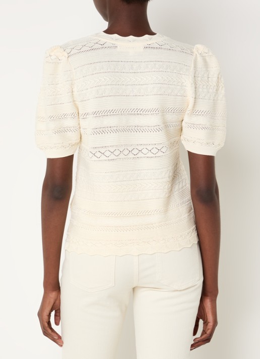 ba&sh Vinat blouse met broderie - achterkant 4 gebroken wit