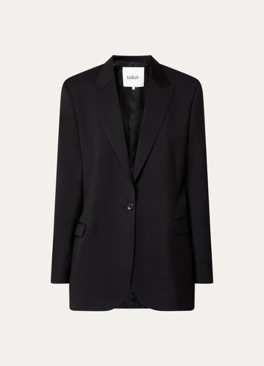 ba&sh Visha blazer van scheerwol met klepzakken - voorkant 2 zwart