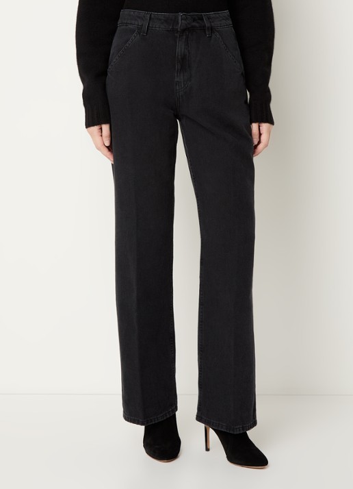 ba&sh Vocchi high waist wide leg jeans met gekleurde wassing - detail 4 zwart