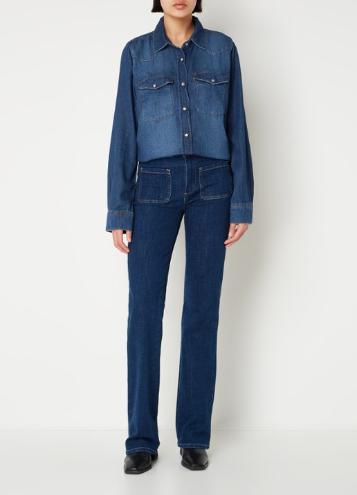 ba&sh Walter blouse van denim met borstzakken - voorkant 2 indigo