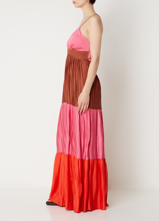 ba&sh Westa maxi jurk met rugdecolleté en plissé - achterkant 4 roze
