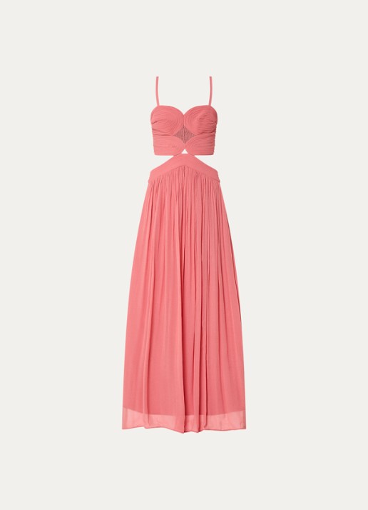 ba&sh Wira maxi rok met plooien - voorkant 2 zalmroze