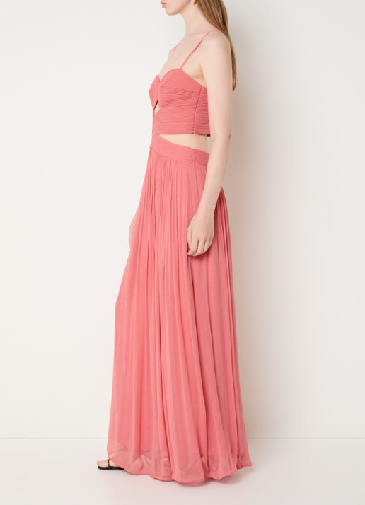 ba&sh Wira maxi rok met plooien - voorkant 3 zalmroze