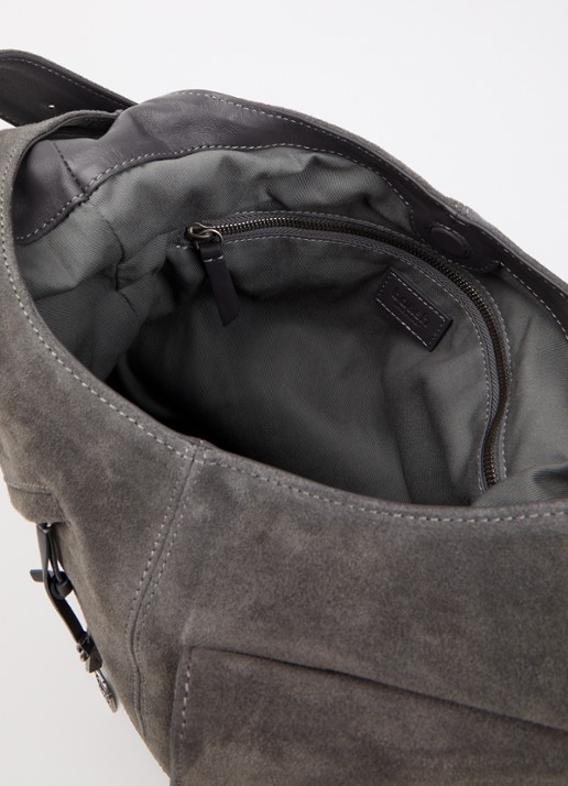 ba&sh YouYou crossbodytas van kalfssuède met verstelbare schouderriem - detail 3 donkergrijs