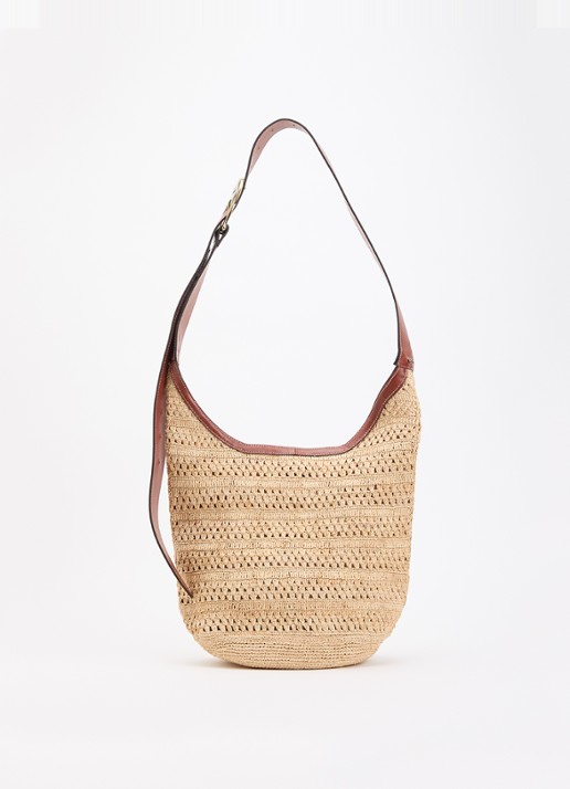 ba&sh YouYou crossbodytas van raffia met details van leer