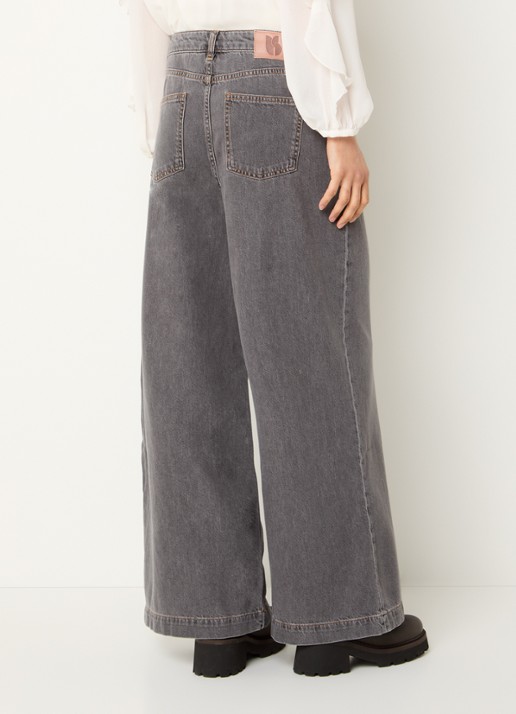 ba&sh Yusc high waist wide leg jeans met gekleurde wassing - achterkant lichtgrijs