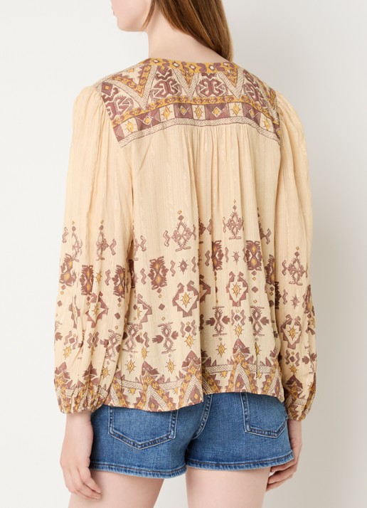 ba&sh Zato blouse met print - achterkant 4 geel