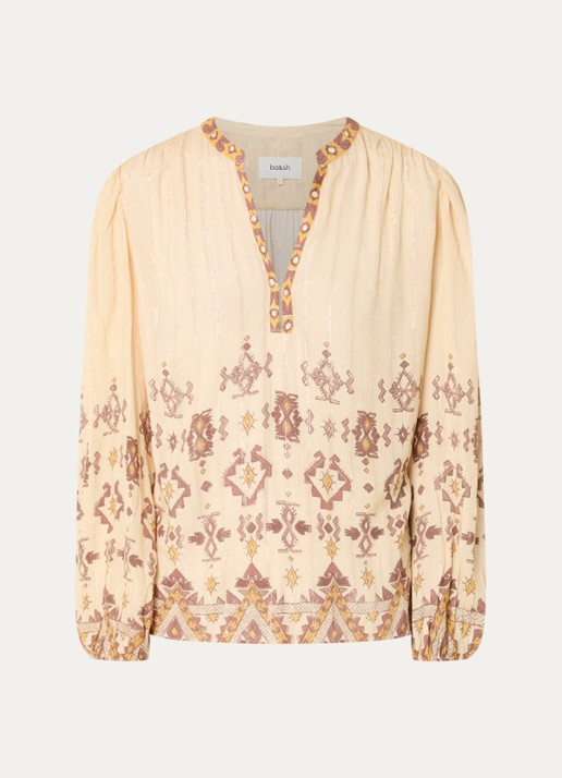 ba&sh Zato blouse met print - voorkant geel