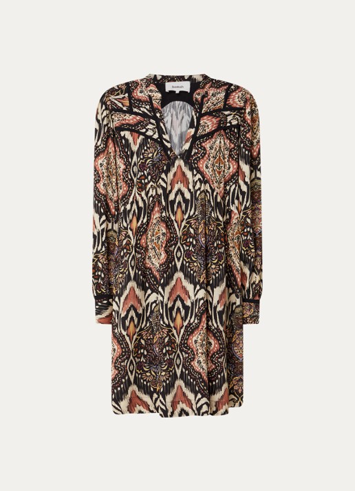 ba&sh Zaza mini tuniekjurk met print - voorkant 3 zwart