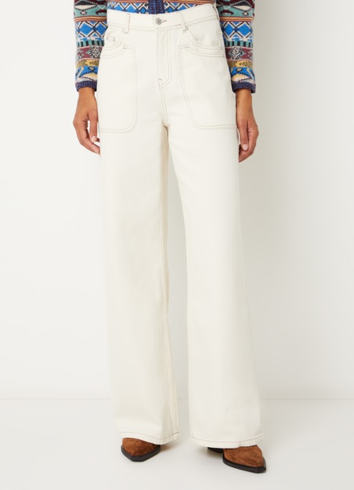 ba&sh Zoel high waist flared fit jeans met gekleurde wassing - detail gebroken wit