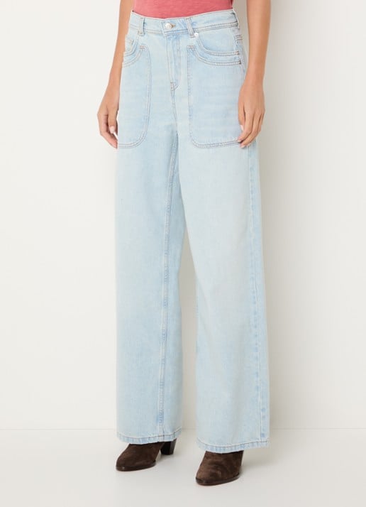 ba&sh Zoel mid waist wide leg jeans met lichte wassing