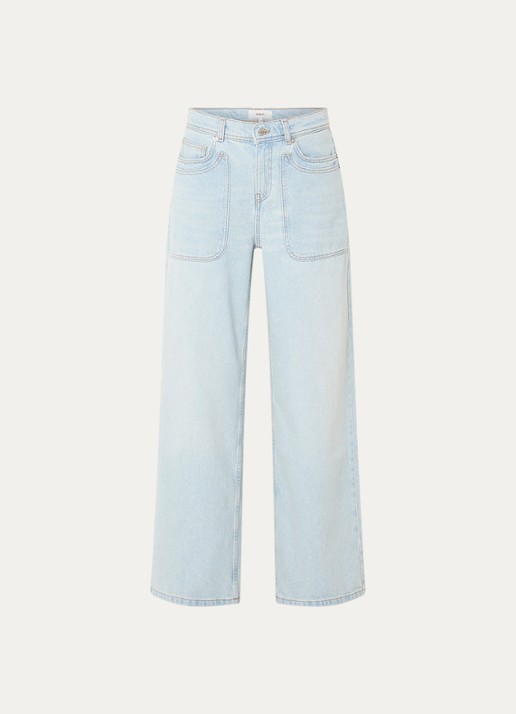 ba&sh Zoel mid waist wide leg jeans met lichte wassing - voorkant 4 indigo