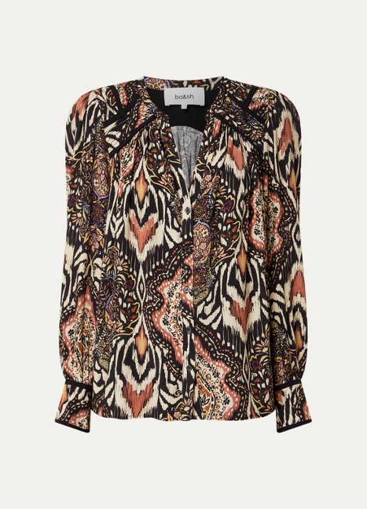 ba&sh Zolie blouse met print - voorkant 3 zwart