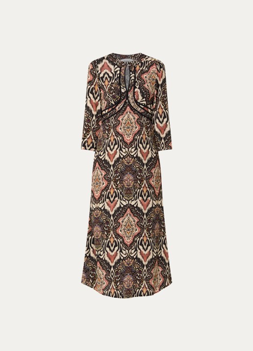 ba&sh Zonoa maxi jurk met print - voorkant 2 zwart