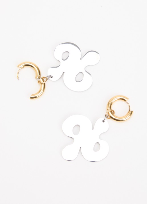 Babs The Label BB oorringen verguld met hanger - detail zilver
