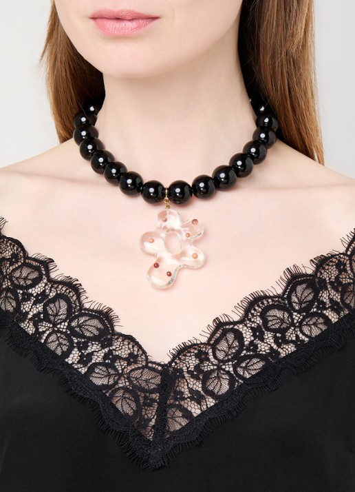 Babs The Label Dotted Wild Bloom hanger verguld - voorkant 2 transparant