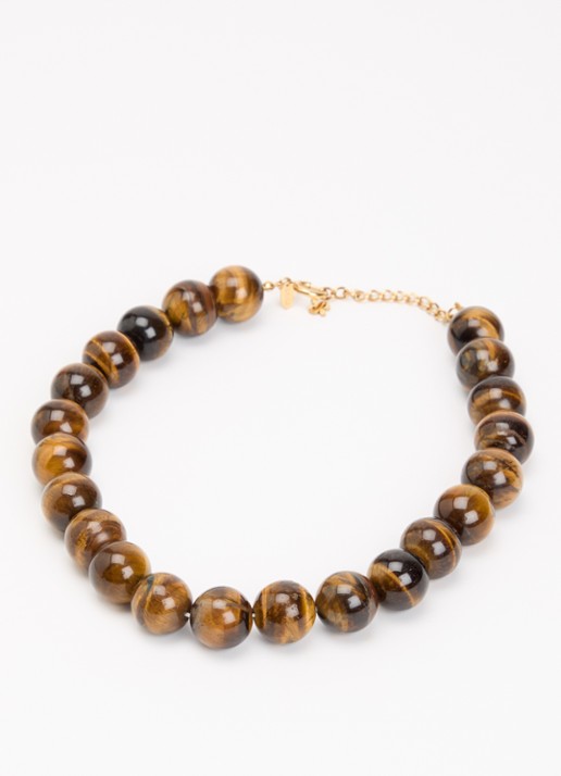 Babs The Label Tiger Eye kralenketting verguld - detail 3 bruin