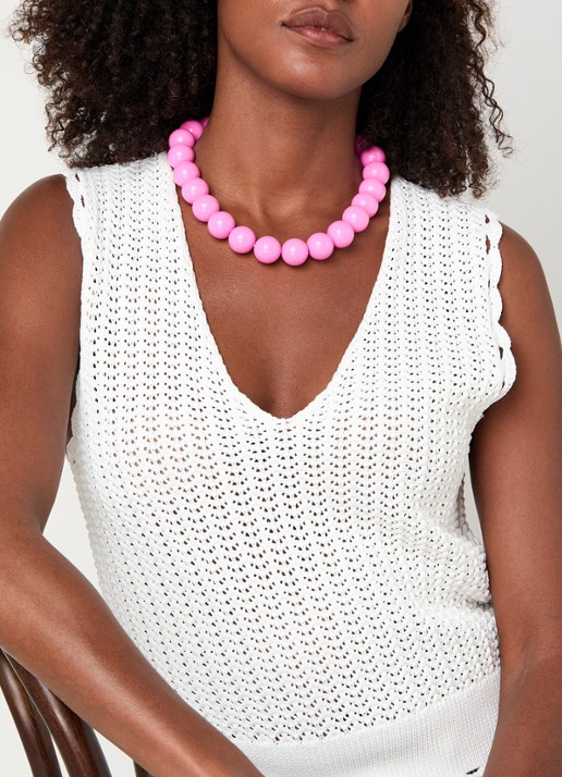 Babs The Label Tropical Treasure kralenketting verguld - voorkant 2 roze