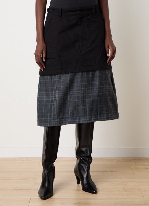 Balenciaga 3-in-1 maxi rok in wolblend met details van denim - detail 6 zwart