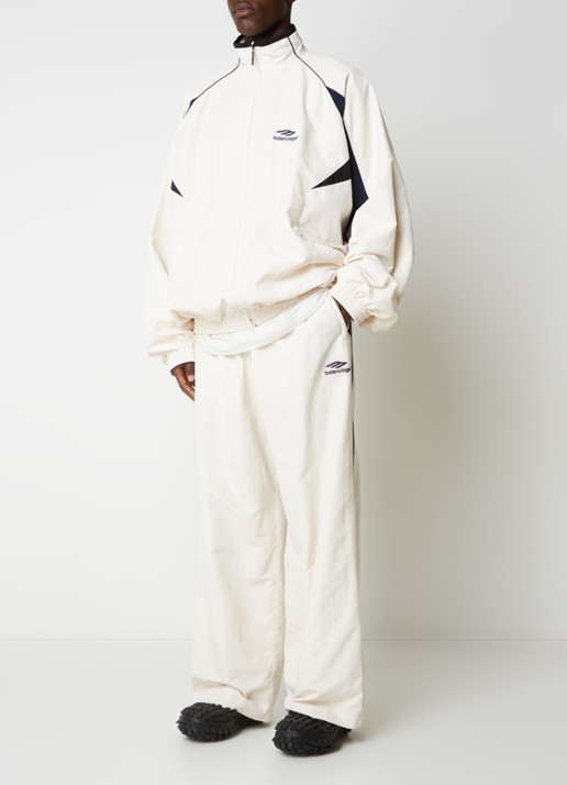 Balenciaga 3B Sports Icon mid waist loose fit trackpants met logo - voorkant 2 gebroken wit