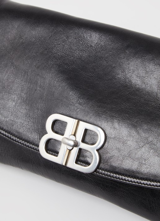 Balenciaga BB flap clutch van kalfsleer - detail 7 zwart