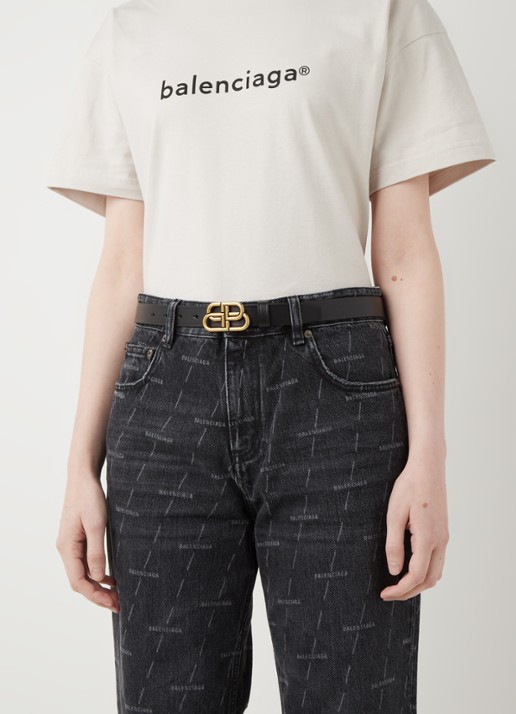 Balenciaga BB riem van kalfsleer - voorkant 2 zwart