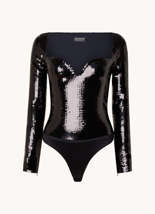 Balenciaga Body met pailletten  - voorkant 2 zwart