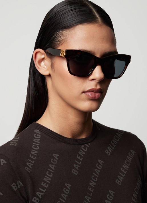 Balenciaga Cat Eye zonnebril BB0132S - voorkant 2 donkerbruin