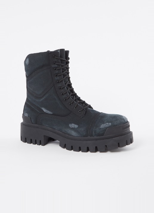 Balenciaga Combat Strike veterboot van canvas - voorkant zwart