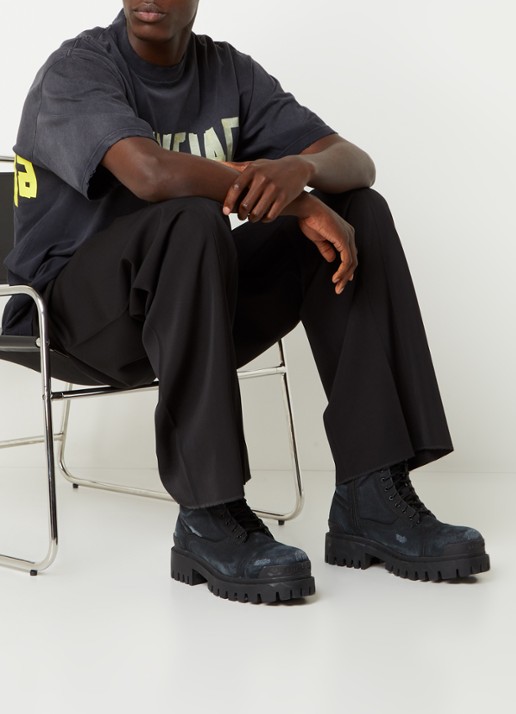 Balenciaga Combat Strike veterboot van canvas - voorkant 2 zwart