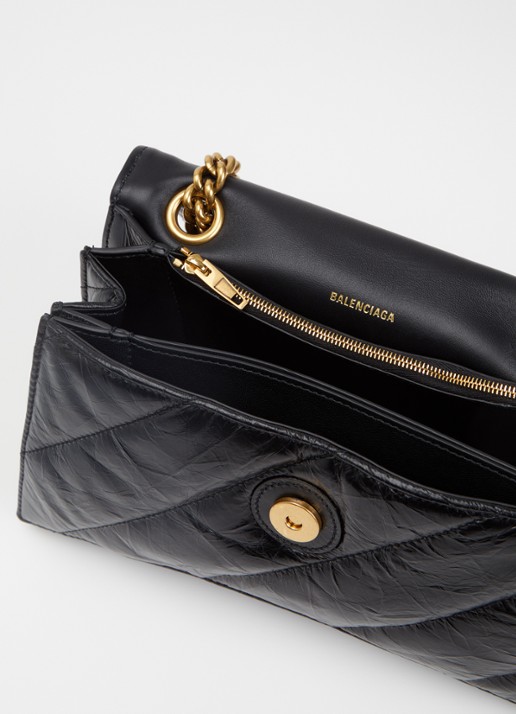 Balenciaga Crush schoudertas van kalfsleer met quilt patroon - detail 5 zwart