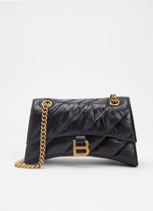 Balenciaga Crush schoudertas van kalfsleer met quilt patroon - voorkant 2 zwart