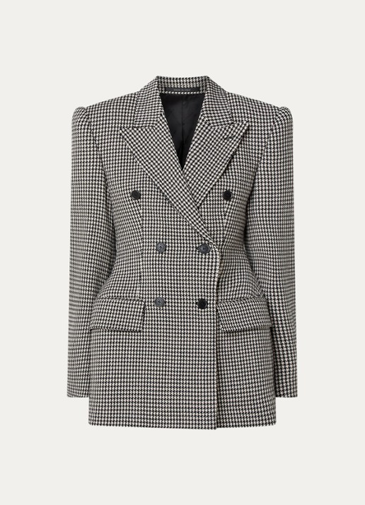 Balenciaga Double-breasted blazer van wol met pied-de-poule dessin - voorkant 4 zwart