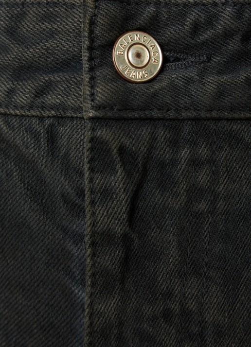 Balenciaga High waist bootcut jeans met verwassen afwerking - detail 3 donkerbruin