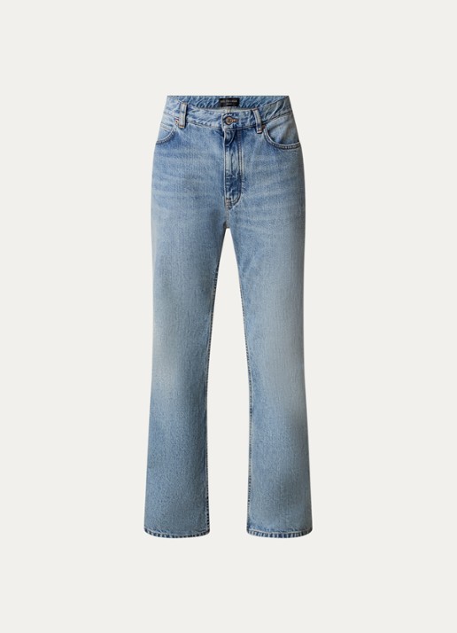 Balenciaga High waist flared jeans met lichte wassing - voorkant indigo