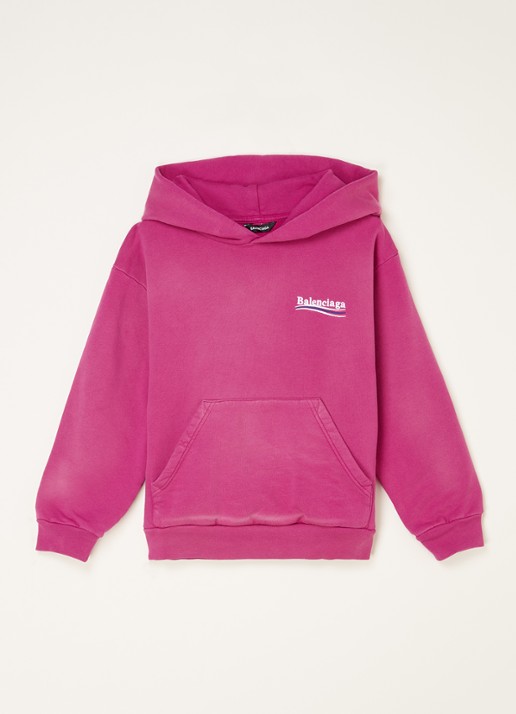 Balenciaga Hoodie met logo- en backprint - voorkant 2 fuchsia
