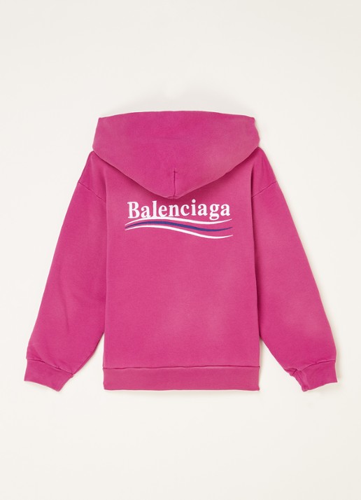 Balenciaga Hoodie met logo- en backprint - voorkant 3 fuchsia