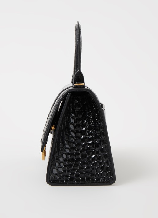 Balenciaga Hourglass S handtas van kalfsleer met crocostructuur - detail 2 zwart