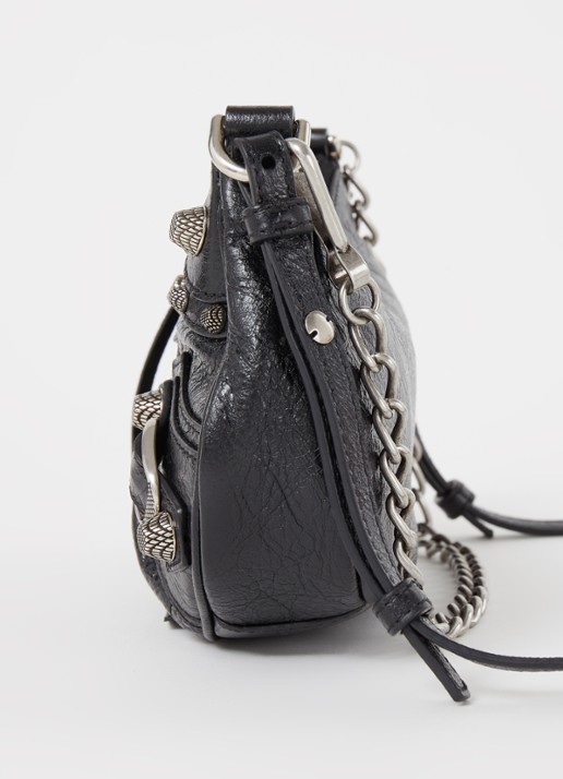 Balenciaga Le Cagole Mini schoudertas van lamsleer met studs - detail 6 zwart