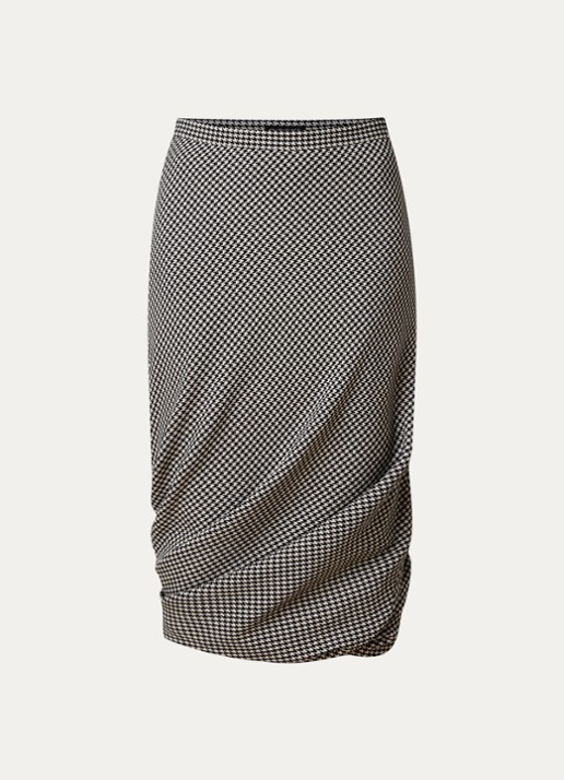 Balenciaga Midi rok van wol met pied-de-poule dessin - voorkant 2 zwart