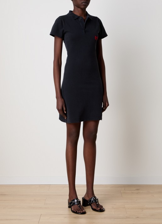 Balenciaga Mini jurk van piqué katoen met polokraag - voorkant 2 zwart