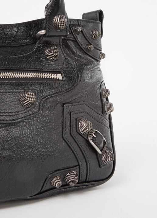 Balenciaga Neo Cagole M handtas van lamsleer met studs - detail 6 zwart