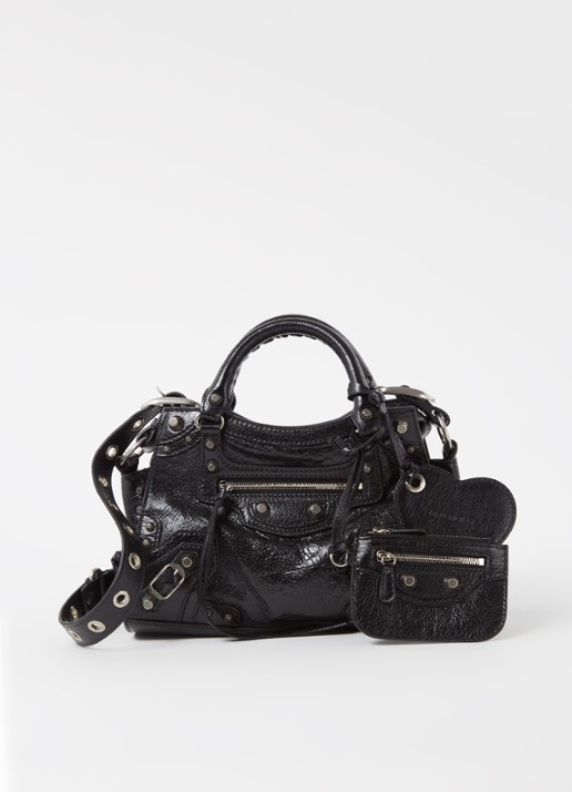 Balenciaga Neo Cagole XS handtas van lamsleer met studs - voorkant 5 zwart