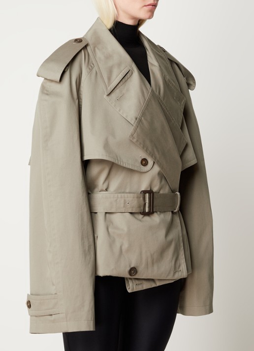 Balenciaga Oversized double-breasted trenchcoat met ceintuur - detail 4 khaki