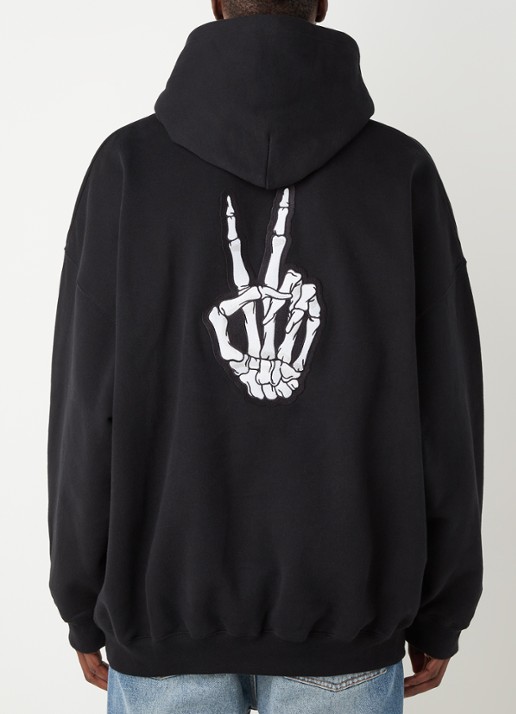 Balenciaga Oversized hoodie met front- en backprint - achterkant 2 zwart